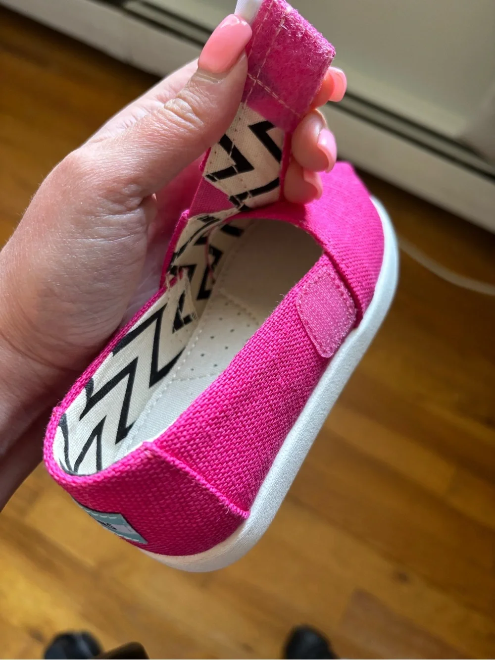 TOMS Toddler Canvas Slip-On Moccasins in Bright Pink